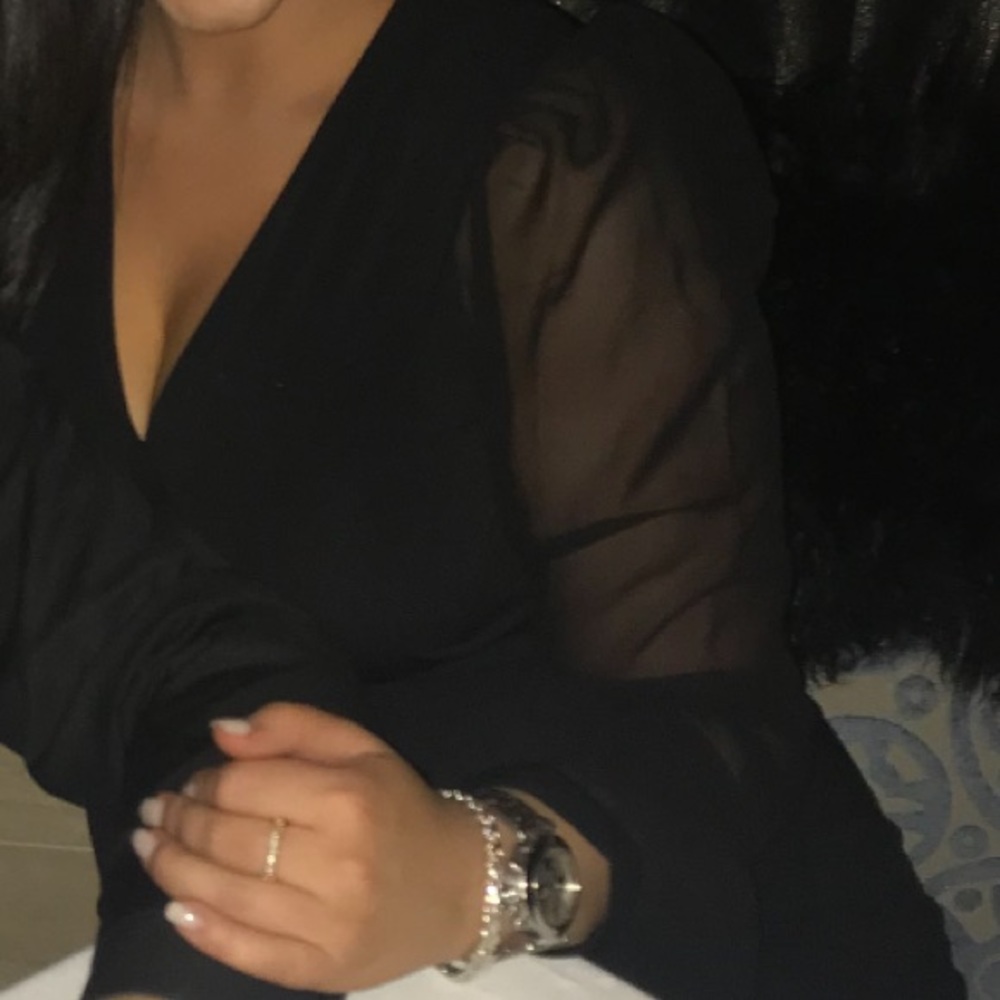 Dress with sheer sleeves